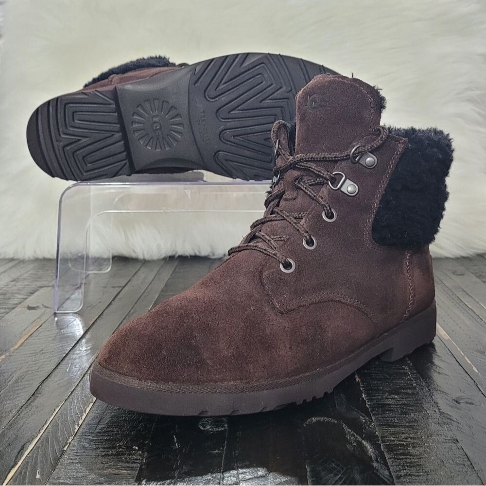 UGG Romely Heritage Suede Shearling Boots Burnt Cedar Women's Size 10